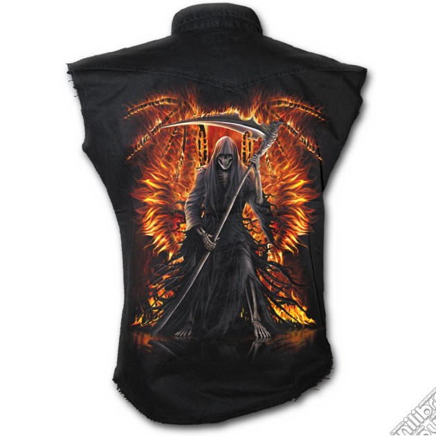 Flaming Death - Sleeveless Stone Washed Worker Black (tg. M) gioco di Spiral Direct