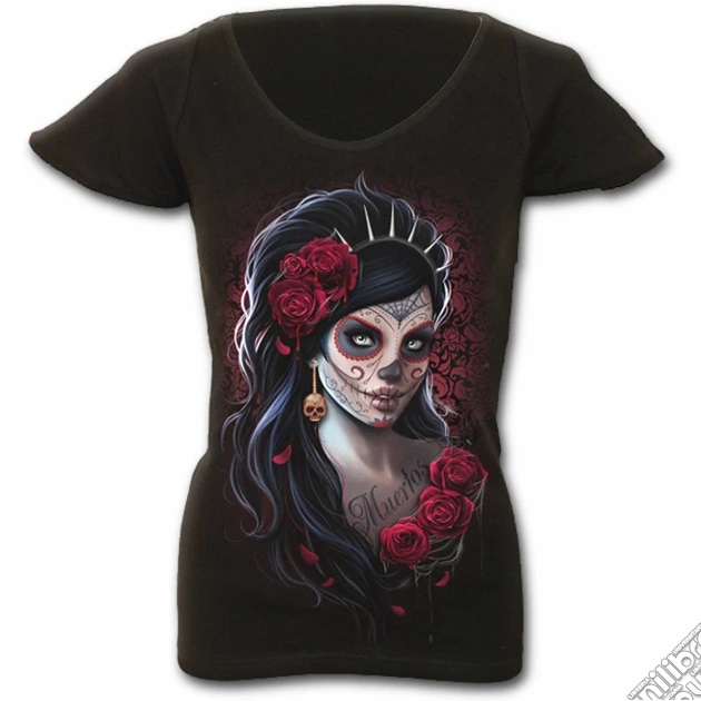 Day Of The Dead - Cap Sleeve V Necktop Black (tg. M) gioco di Spiral Direct