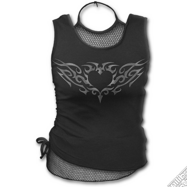 Tribal Heart Tattoo - 2in1 Neck Tie Mesh Top Black (tg. Xl) gioco di Spiral Direct