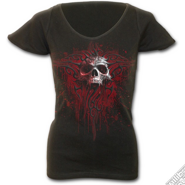 Death Blood - Cap Sleeve V Necktop Black (tg. Xxl) gioco di Spiral Direct