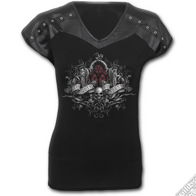In Goth We Trust - Leather Look Studed Top Black (tg. L) gioco di Spiral Direct