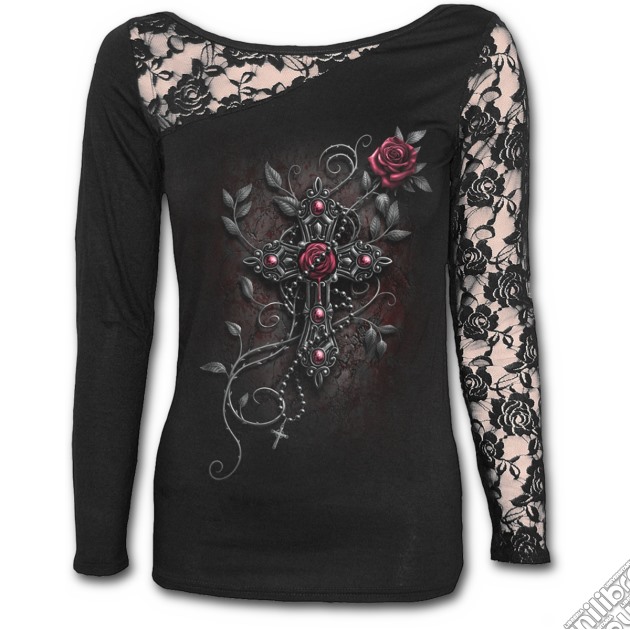Angel Beads - Lace One Shoulder Top Black (tg. L) gioco di Spiral Direct
