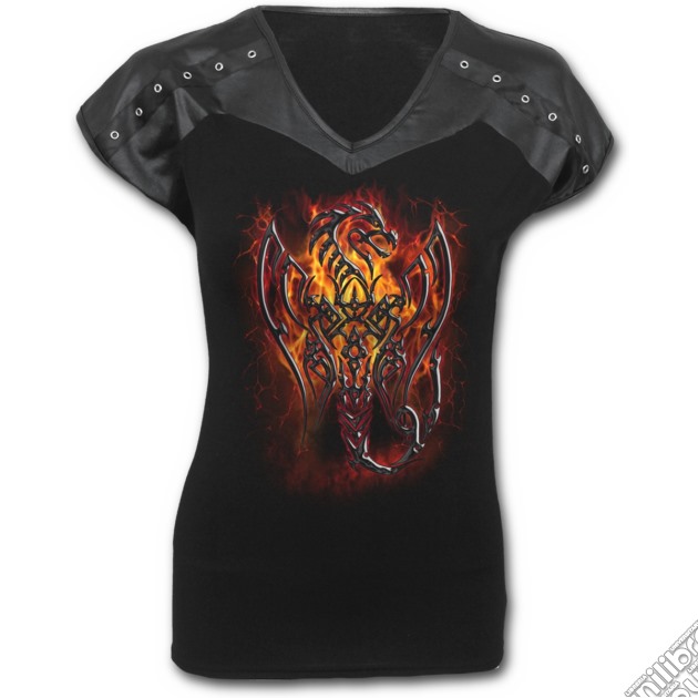 Tribal Fury - Leather Look Studed Top Black (tg. L) gioco di Spiral Direct