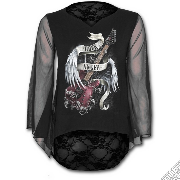 Rock Angel - Lace Back Goth Top Black (tg. S) gioco di Spiral Direct