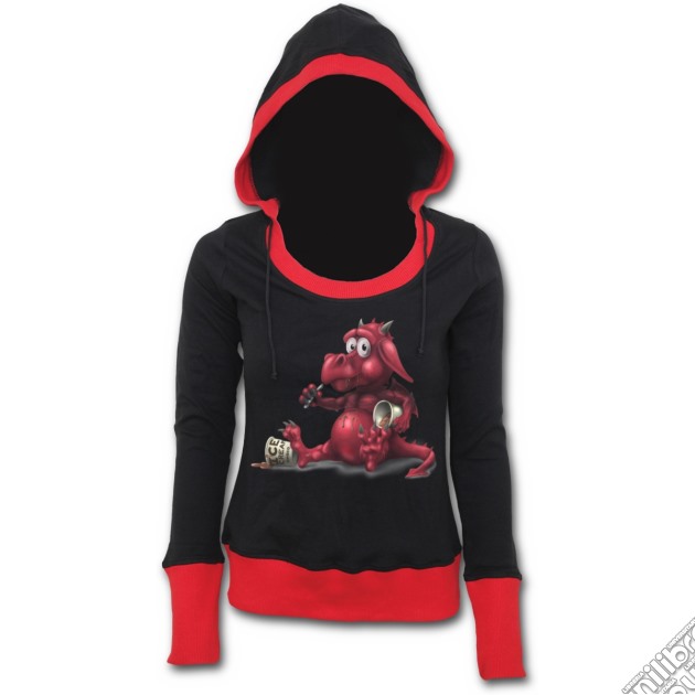 Comfort Feeding - Wide Rib Drape Hoody Red Black (tg. S) gioco di Spiral Direct