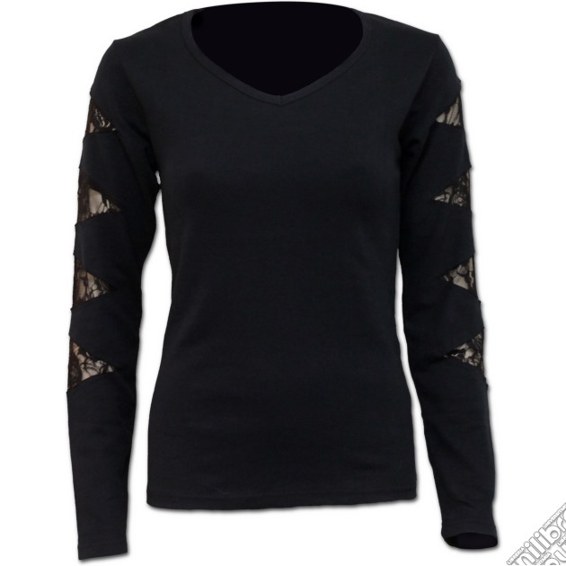 Gothic Rock - Lace Patch Cutout V-neck Top (tg. L) gioco di Spiral Direct