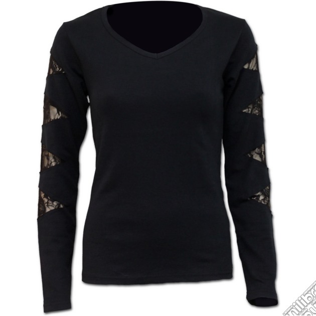 Gothic Rock - Lace Patch Cutout V-neck Top (tg. S) gioco di Spiral Direct