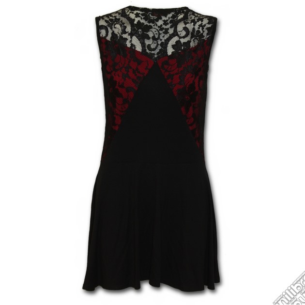 Gothic Elegance - Sleeveless Lace Yoke With Red Inset Dress (tg. Xxl) gioco di Spiral Direct