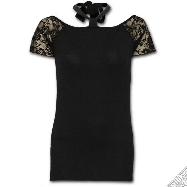 Gothic Elegance - Knotted Neckband Lace Shoulder Top (tg. L) gioco di Spiral Direct