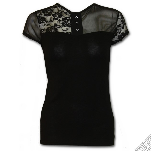 Gothic Elegance - Contrasting Lace And Mesh Panel Top (tg. Xxl) gioco di Spiral Direct