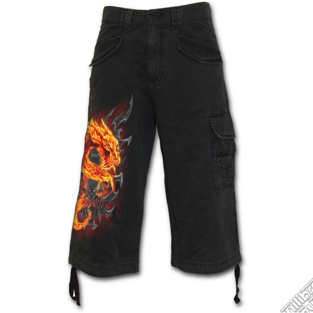 Fire Dragon Vintage Cargo Shorts 3/4 Long Black L gioco di Spiral