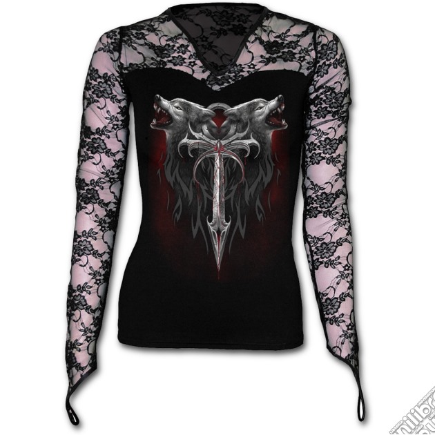 Legend Of The Wolves Lace Neck Goth Top Black Xxl gioco di Spiral