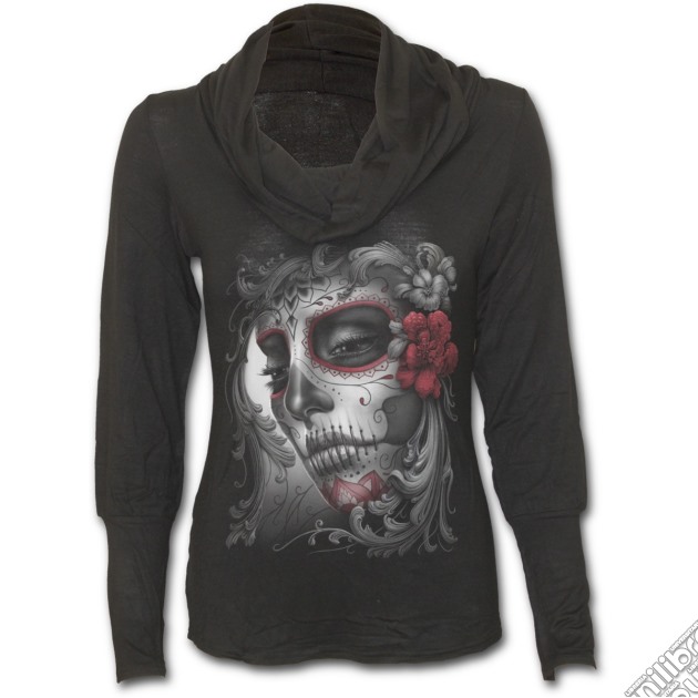 Skull Roses Cowl Neck Top Black Xl gioco di Spiral