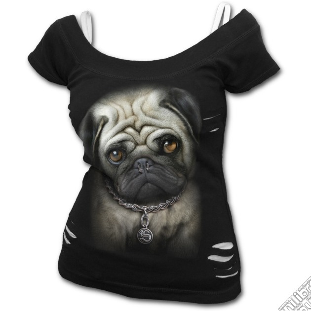 Pug Life 2in1 White Ripped Top Black S gioco di Spiral