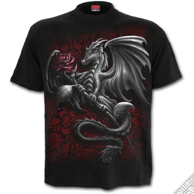 Dragon Rose Front Print T-shirt Black L gioco di Spiral