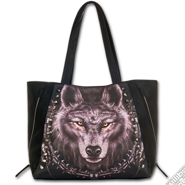 Wolf Dreams Tote Bag - Top Quality Pu Leather Studded (Borsa) gioco di Spiral