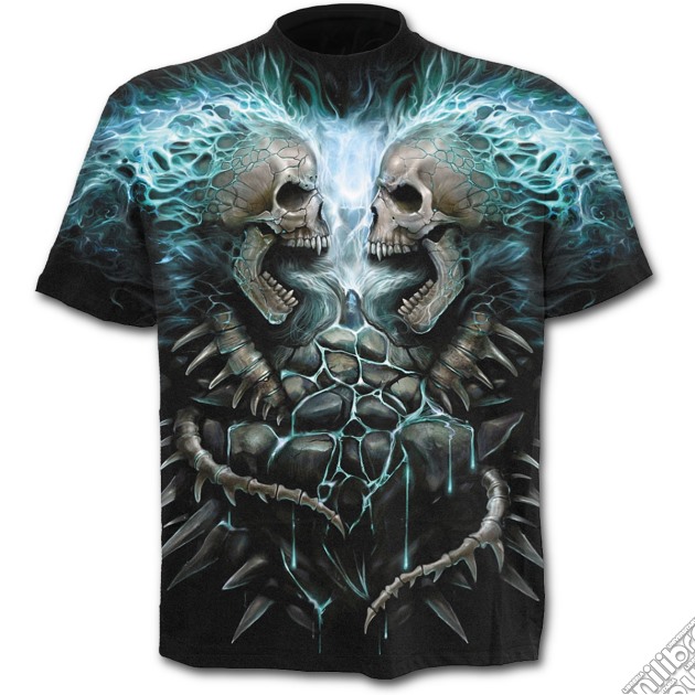 Spiral: Flaming Spine Allover T-shirt Black (T-Shirt Unisex Tg. S) gioco di Spiral