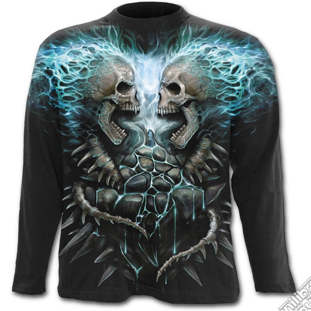 Spiral: Flaming Spine Allover Longsleeve T-shirt Black (T-Shirt Manica Lunga Unisex Tg. S) gioco di Spiral