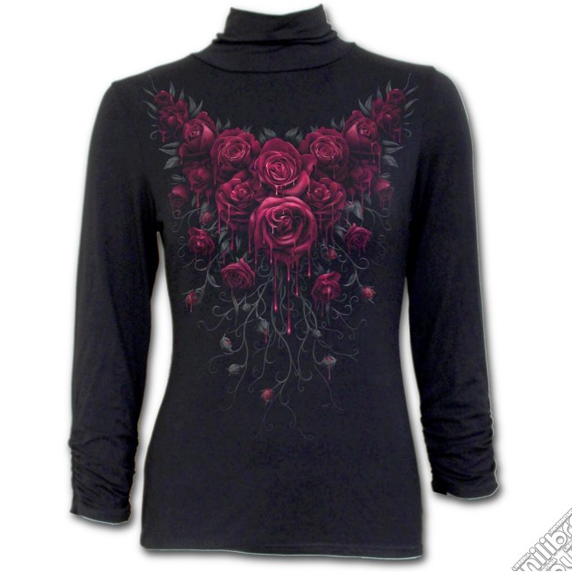 Blood Rose High Neck Crinkle Sleeve Top M gioco di Spiral