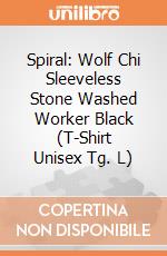 Spiral: Wolf Chi Sleeveless Stone Washed Worker Black (T-Shirt Unisex Tg. L) gioco di Spiral