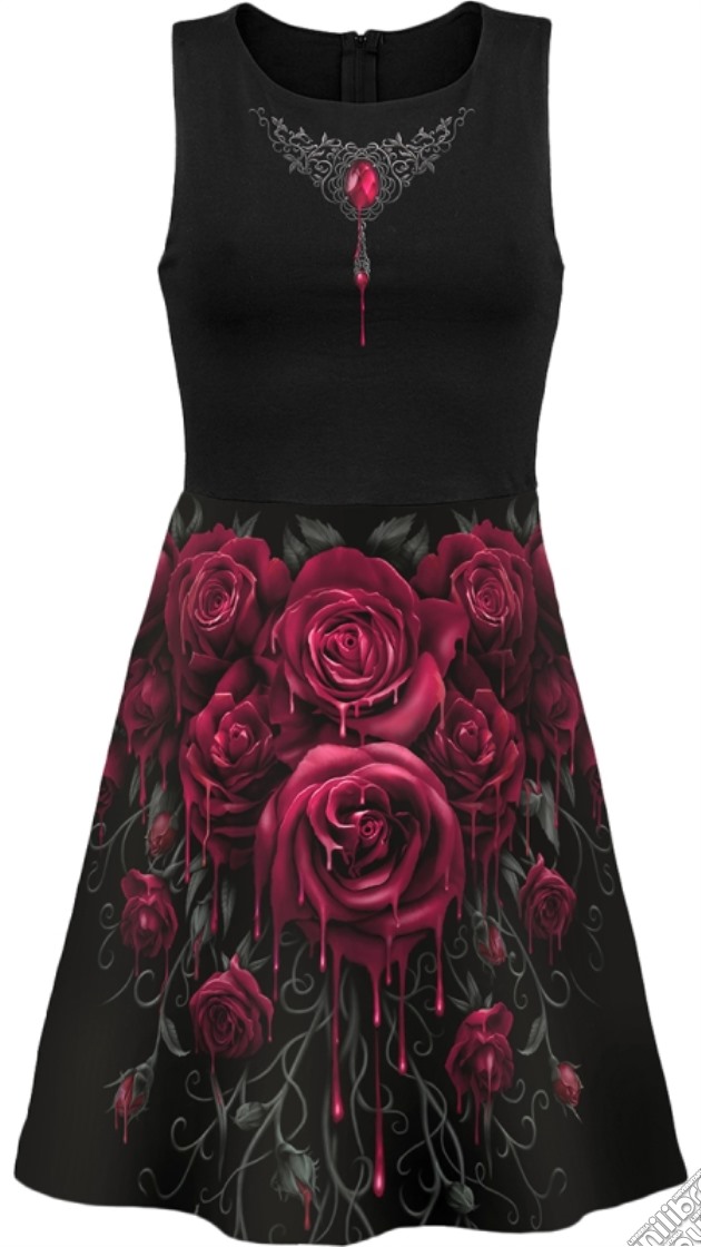 Blood Rose Ao Mesh Layered Midi Skater Dress S gioco di Spiral