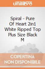 Spiral - Pure Of Heart 2in1 White Ripped Top Plus Size Black M gioco