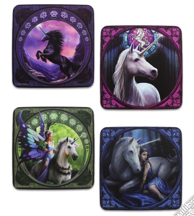 Anne Stokes - Unicorns (Set 4 Sottobicchieri) gioco di Half Moon Bay