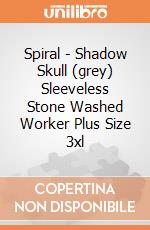 Spiral - Shadow Skull (grey) Sleeveless Stone Washed Worker Plus Size 3xl gioco di Spiral