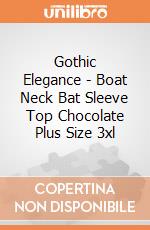 Gothic Elegance - Boat Neck Bat Sleeve Top Chocolate Plus Size 3xl gioco