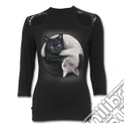 Spiral - Yin Yang Cats Lace Shoulder 3/4 Sleeve (Maglia Manica Lunga Donna Tg. 2XL) giochi