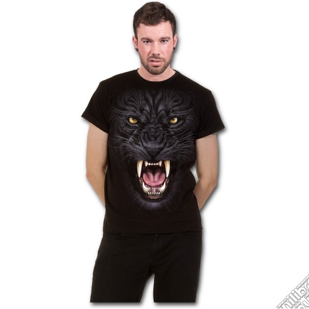 Spiral - Tribal Panther - Modern Cut Turnup Sleeve Black (T-Shirt Unisex Tg. M) gioco
