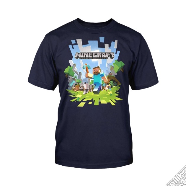 Minecraft - Adventure With Logo Blue Shirt 7/8 gioco di Bioworld