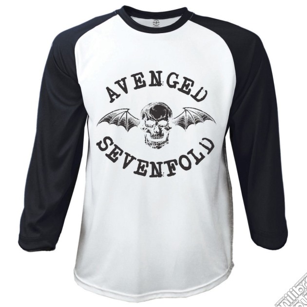 Avenged Sevenfold Men's Raglan/baseball Tee: Classic Death Bat (x-large) -mens - X-large - White,black - Apparel Tees & Shirtsraglan/baseball Tee - Ba gioco