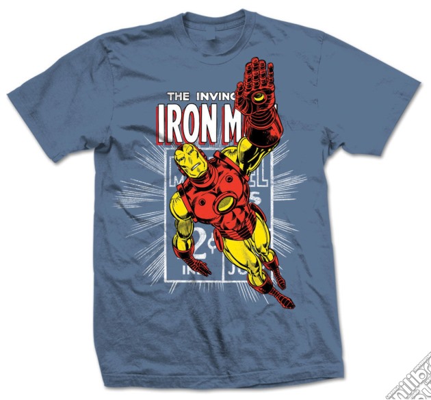 Marvel Comics - Iron Man Stamp Blu (Unisex Tg. S) gioco di Rock Off