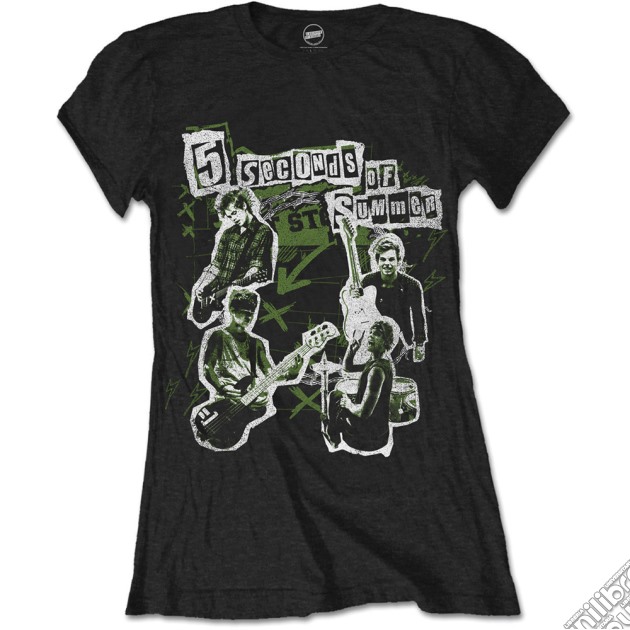 5 Seconds Of Summer: Live! Collage (T-Shirt Donna Tg. S) gioco di Rock Off