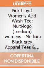 Pink Floyd Women's Acid Wash Tee: Multi-logo (medium) -womens - Medium - Black,grey - Apparel Tees & Shirtsacid Wash Tee - Acid Wash,fashion Fit gioco