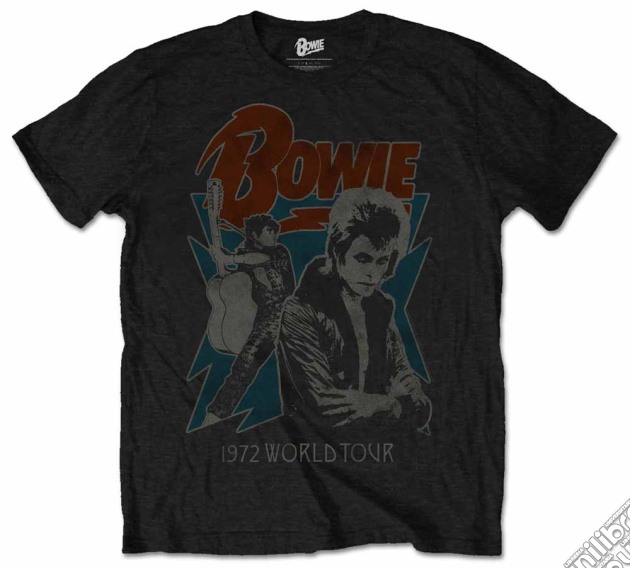 David Bowie: 1972 World Tour Blk (T-Shirt Unisex Tg. S) gioco di Rock Off
