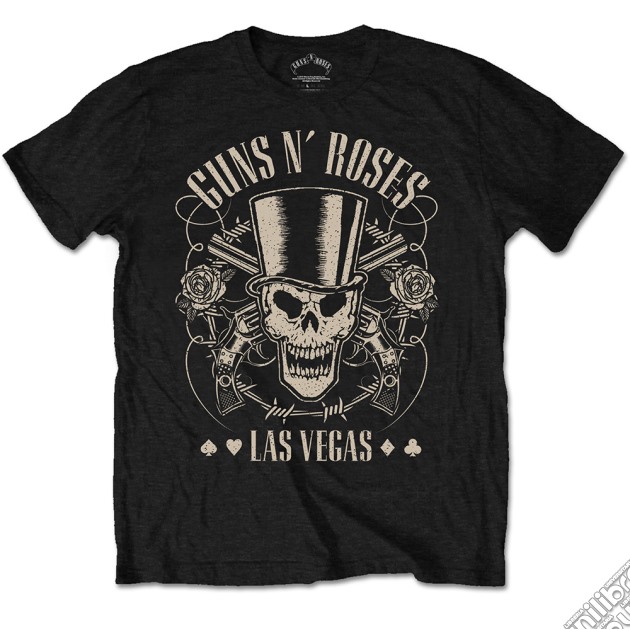 Guns N' Roses: Top Hat, Skull & Pistols Las Vegas Black (T-Shirt Unisex Tg. M) gioco