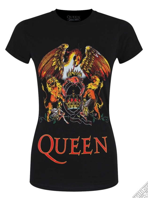 Queen: Classic Crest White (T-Shirt Donna Tg. 2XL) gioco di Rock Off