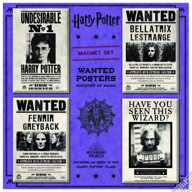 Noble Ihpm03 - Ministry Of Magic Wanted  Posters Magnet Set gioco