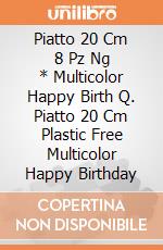 Piatto 20 Cm 8 Pz Ng * Multicolor Happy Birth Q. Piatto 20 Cm Plastic Free Multicolor Happy Birthday gioco