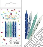 Birthday Candles With Holders 'Blue' In Fsc P Q. Set 12 Candele Azzurre Con Supporto In Scatola Di Carta Fsc giochi
