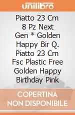 Piatto 23 Cm 8 Pz Next Gen * Golden Happy Bir Q. Piatto 23 Cm Fsc Plastic Free Golden Happy Birthday Pink gioco