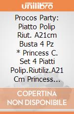 Procos Party: Piatto Polip Riut. A21cm Busta 4 Pz * Princess C. Set 4 Piatti Polip.Riutiliz.A21 Cm Princess Create Your World giochi