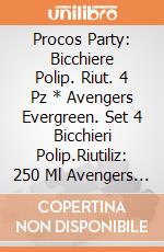 Procos Party: Bicchiere Polip. Riut. 4 Pz * Avengers Evergreen. Set 4 Bicchieri Polip.Riutiliz: 250 Ml Avengers Evergreen giochi
