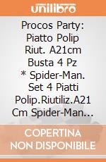 Procos Party: Piatto Polip Riut. A21cm Busta 4 Pz * Spider-Man. Set 4 Piatti Polip.Riutiliz.A21 Cm Spider-Man World Of Webs giochi