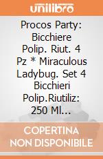 Procos Party: Bicchiere Polip. Riut. 4 Pz * Miraculous Ladybug. Set 4 Bicchieri Polip.Riutiliz: 250 Ml Miraculous Ladybug giochi