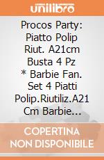 Procos Party: Piatto Polip Riut. A21cm Busta 4 Pz * Barbie Fan. Set 4 Piatti Polip.Riutiliz.A21 Cm Barbie Fantasy giochi