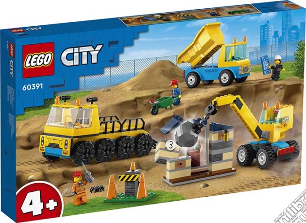 Lego: 60391 - City Great Vehicles - Camion Da Cantiere E Gru Con Palla Da Demolizione gioco