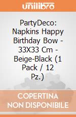PartyDeco: Napkins Happy Birthday Bow - 33X33 Cm - Beige-Black (1 Pack / 12 Pz.) giochi